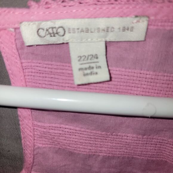 Cato Girly Pink Embroidered Blouse Plus Size 22/24 Whimsical Unique Comfortable - Picture 6 of 10